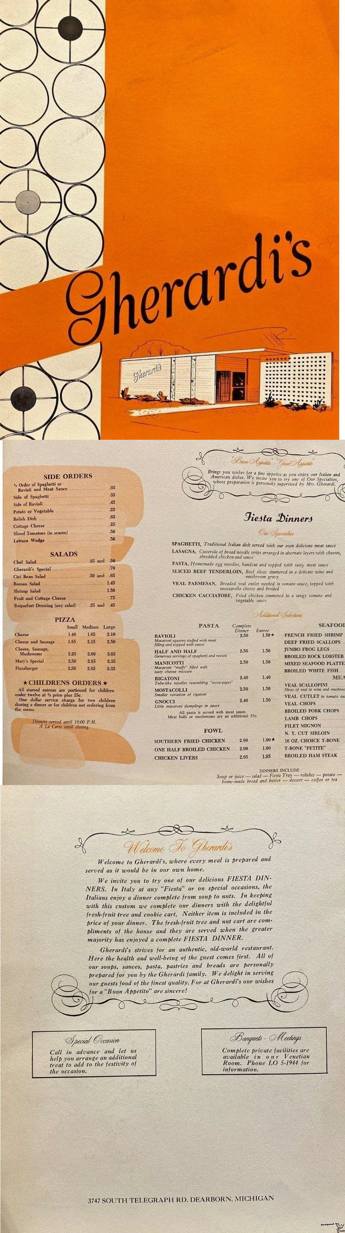 Gherardis Restaurant - Menu (newer photo)